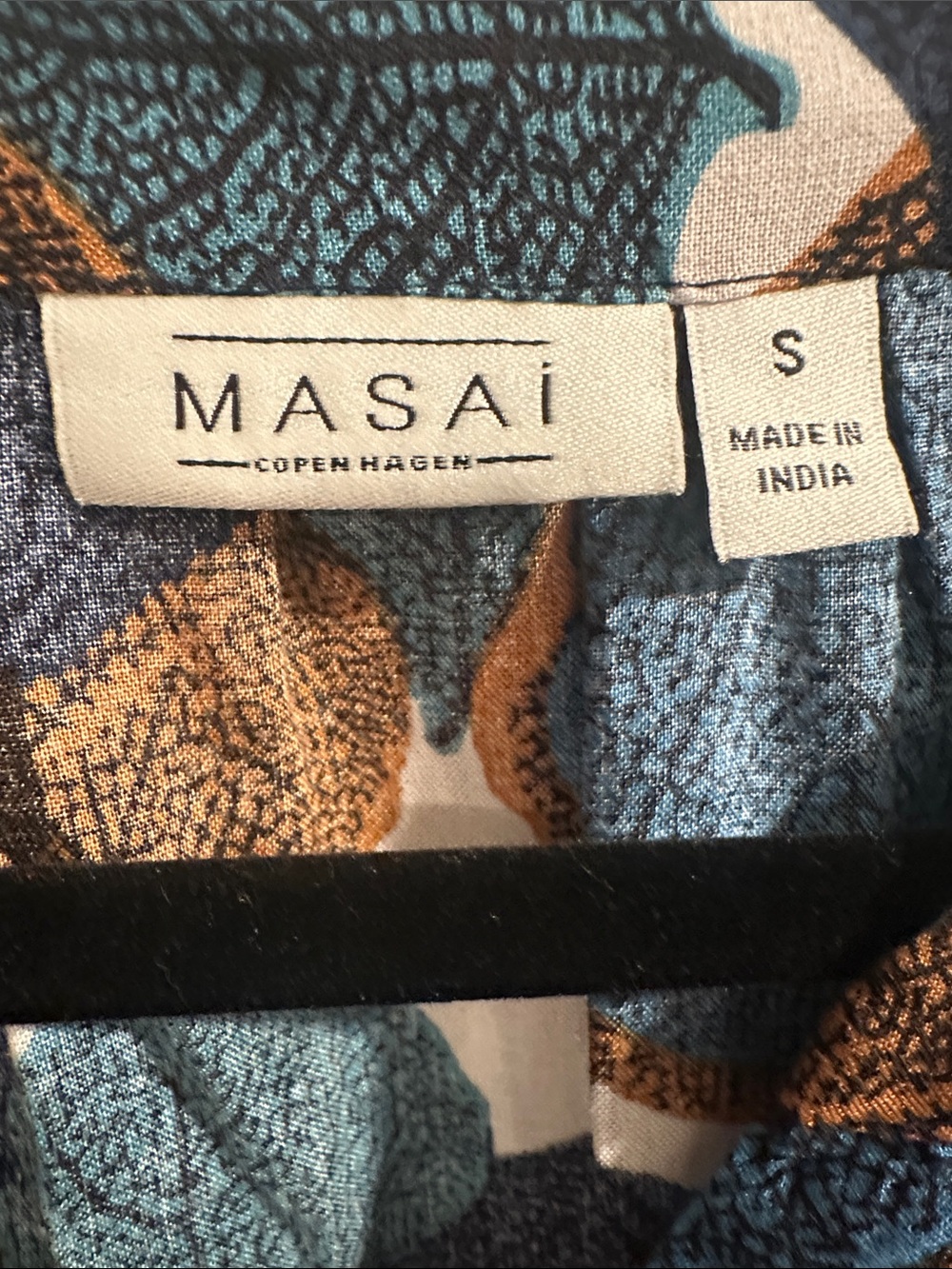 Masai Women's Navy, Teal & Brown Leaf-Print Button Tunic - Picture 2 of 12
